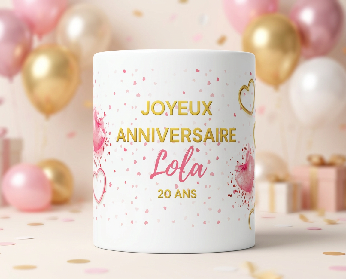 Firefly_Gemini Flash_A white ceramic personalized birthday mug shown STRICTLY FROM THE FRONT._Perfect fron 888079